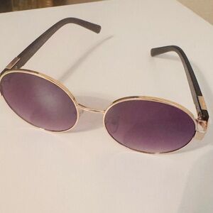 Gold Frame Trendy Style Round Frame Sunglasses
